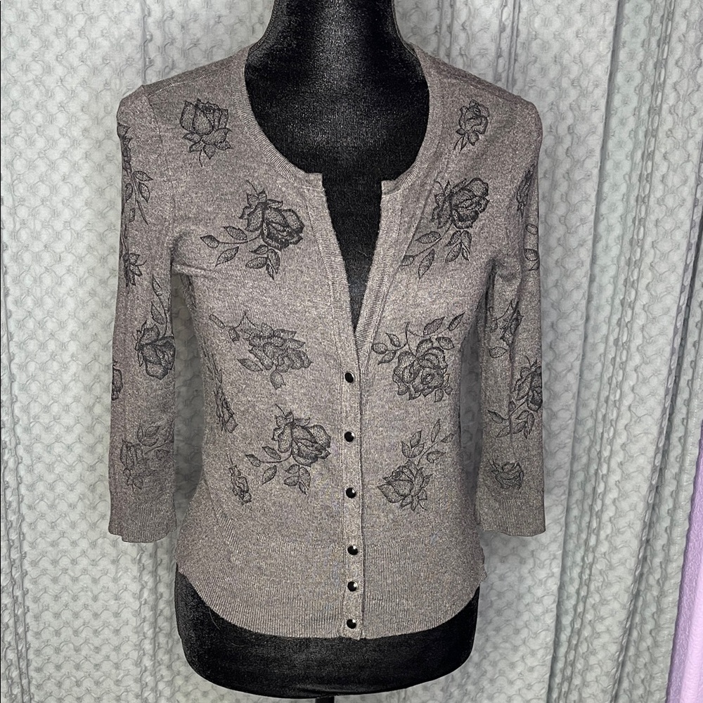 Gray Floral Women's Sweater